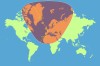 Here is a circle of 5000 kilometers radius, with Paris as center. (According to the Mercator projection)