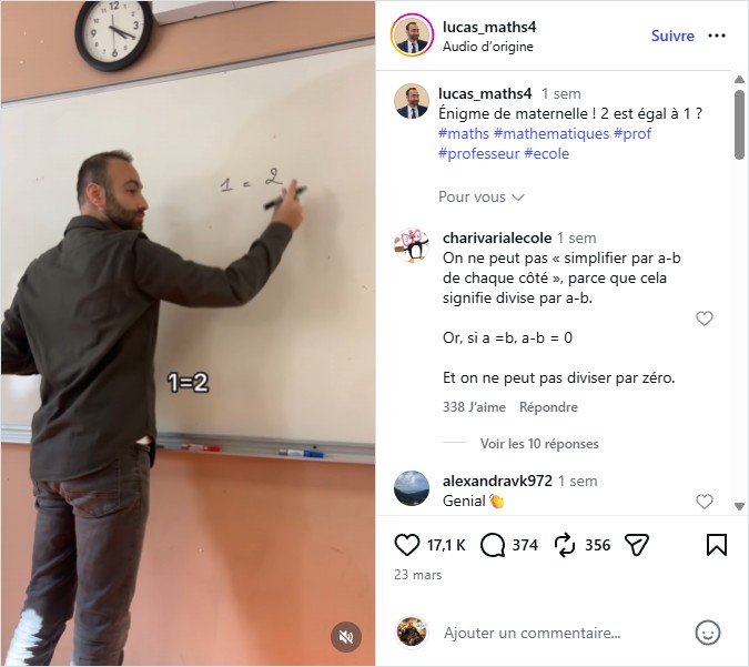 lucas_maths4 - 2 est égal à 1 ?