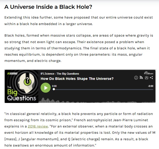 iflscience - Are We Living In A Black Hole? Some Physicists Think It's Certainly A Possibility