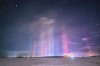  Pictured here are not auroras but nearby light pillars, a phenomenon typically much closer.