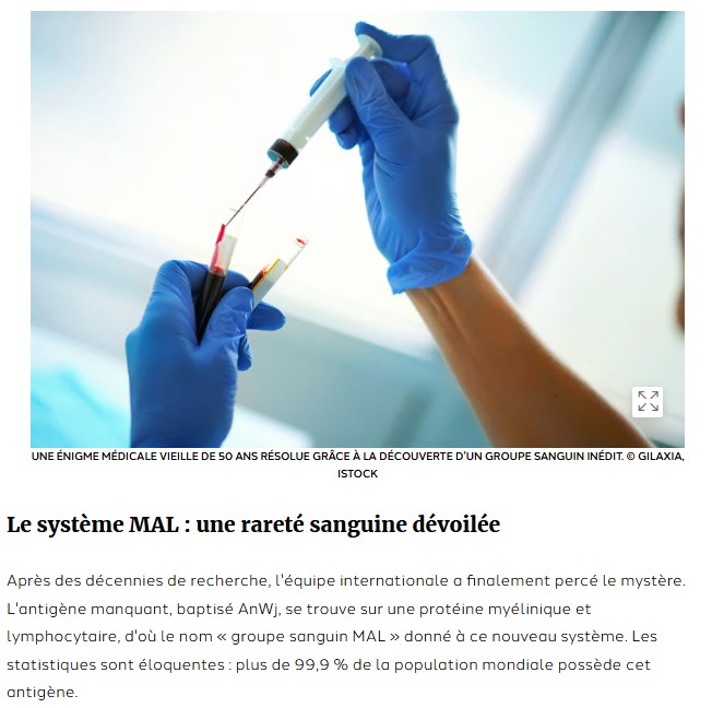 futura-sciences - Un nouveau groupe sanguin découvert après 50 ans de mystère