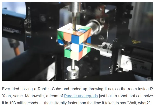 geeksaresexy - Robot Solves Rubik’s Cube in 0.103 Seconds, Humans Cry in Slow Motion