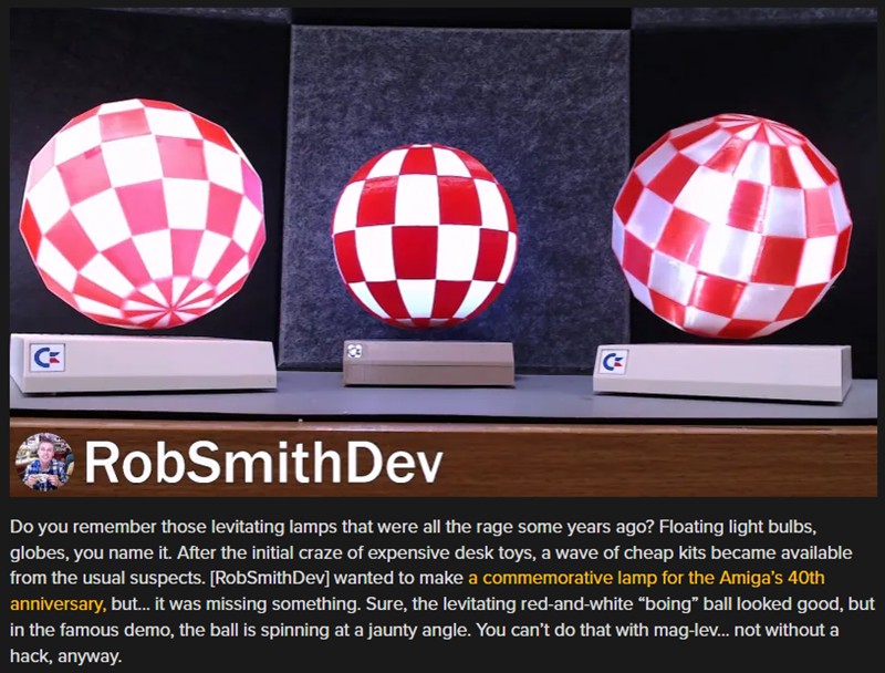 hackaday - Off-Axis Rotation For Amiga-Themed Levitating Lamp