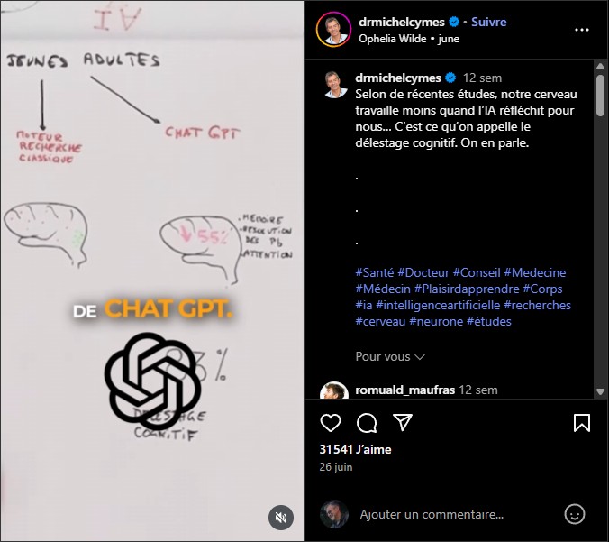 drmichelcymes - les IA et le délestage cognitif - on mourra PLUS bête