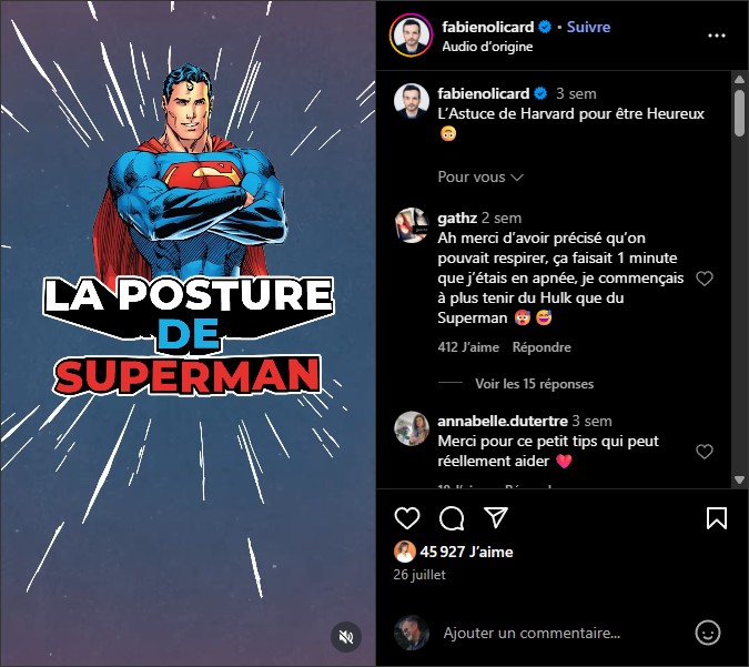 fabienolicard - L’Astuce de Harvard pour être Heureux - la posture de Superman