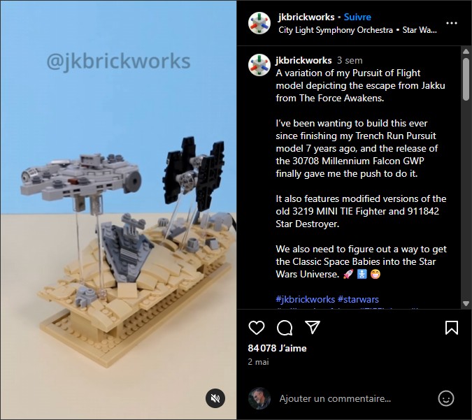 jkbrickworks Pursuit of Flight model depicting the escape from Jakku