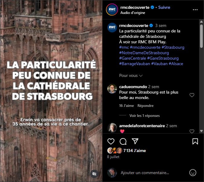 rmcdecouverte - La particularité peu connue de la cathédrale de Strasbourg