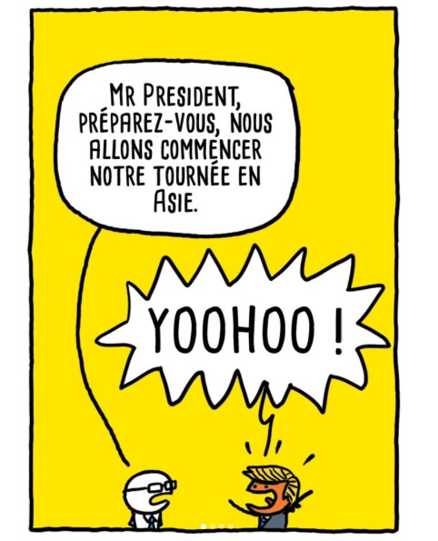 unpied - Trump en Asie (dessin de 2017)
