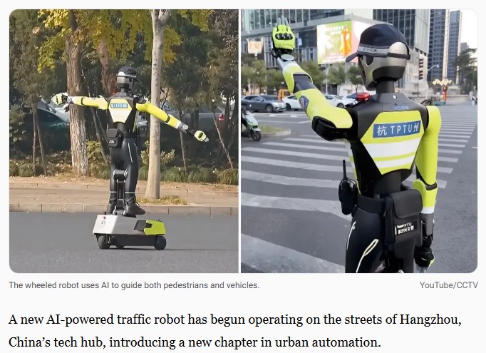interestingengineering - China introduces humanoid traffic robot to manage busy intersections in cities
