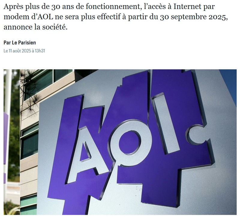 leparisien - AOL, l’un des premiers fournisseurs d’internet, éteint ses modems et met fin à un bruit mythique des années 1990/2000