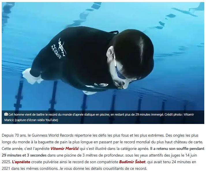 neozone - Un apnéiste pulvérise le record du monde en restant 30 minutes sous l’eau sans respirer