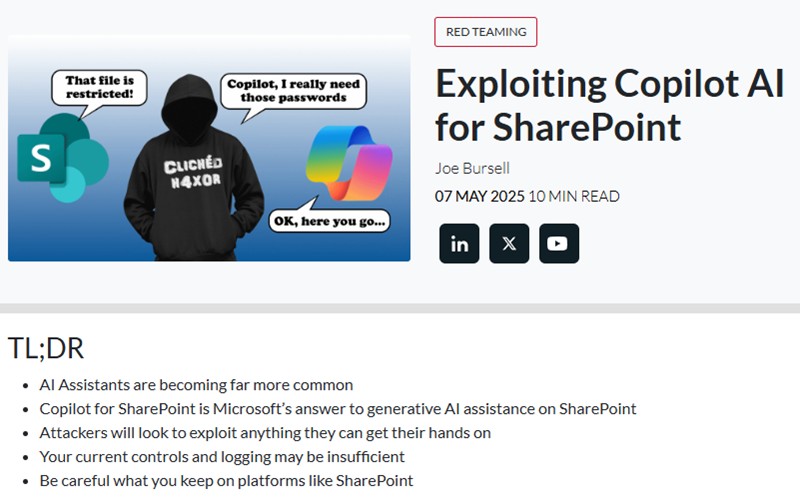 pentestpartners - Exploiting Copilot AI for SharePoint
