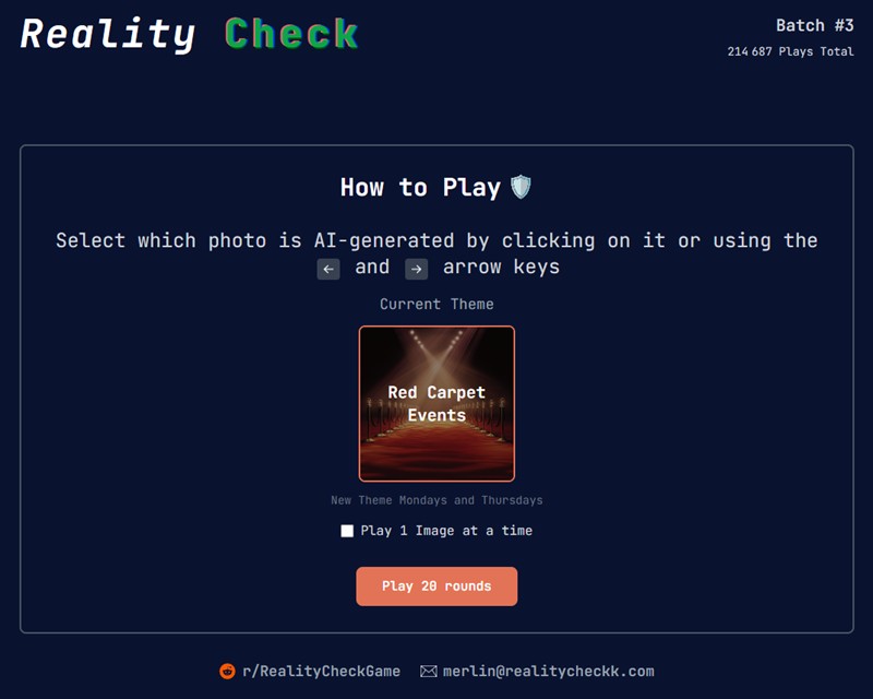 Reality Check - AI Photo Detection Game