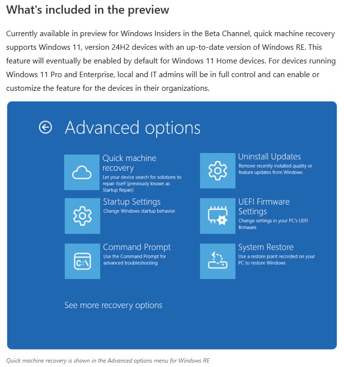 techcommunity.microsoft.com - Get started with quick machine recovery in Windows
