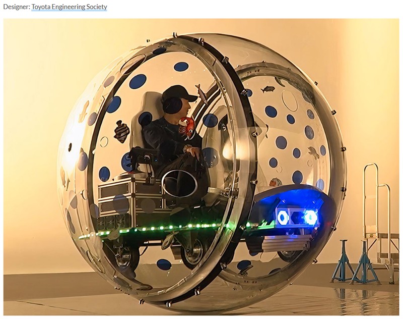 yankodesign - Toyota engineers build transparent drivable sphere that’s a fantasy hamster wheel