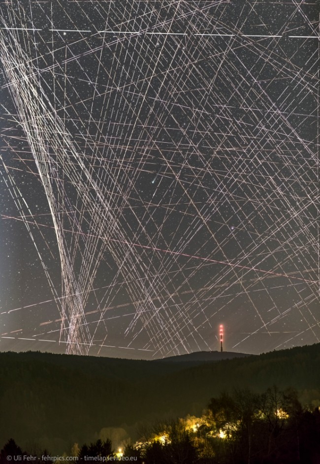 APOD - Comet R3 PanSTARRS Behind Satellite Trails