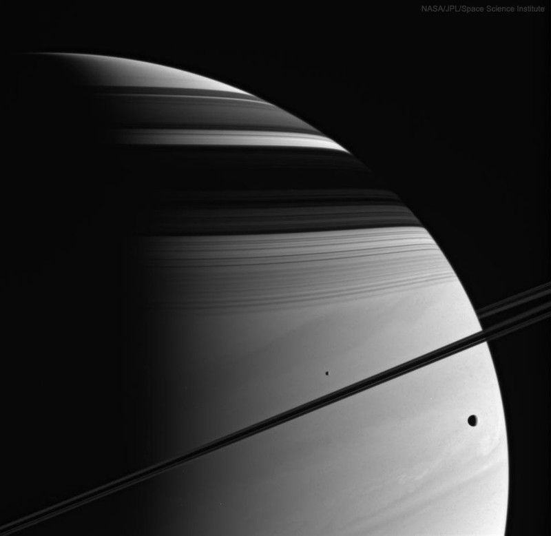 APOD - Moons, Rings, Shadows, Clouds: Saturn (Cassini)