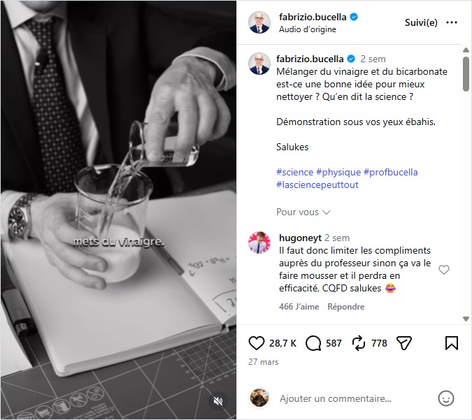 fabrizio.bucella - Mélanger du vinaigre et du bicarbonate est-ce une bonne idée pour mieux nettoyer ? Qu’en dit la science ?