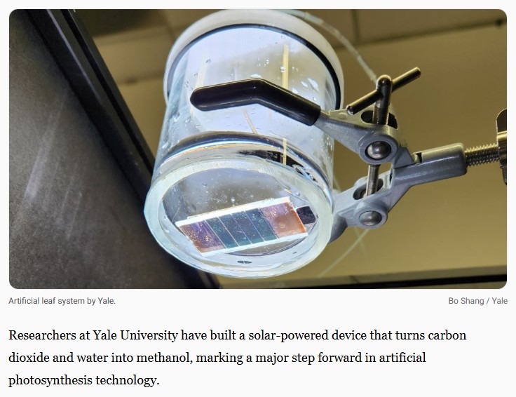 interestingengineering - Solar-powered artificial leaf transforms carbon dioxide into liquid methanol fuel