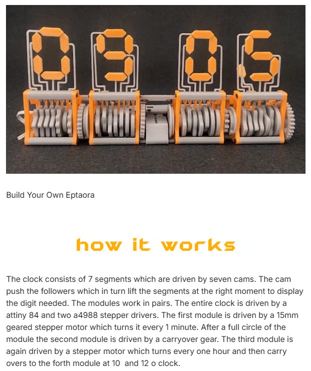 kickstarter - Eptaora: an electromechanical clock