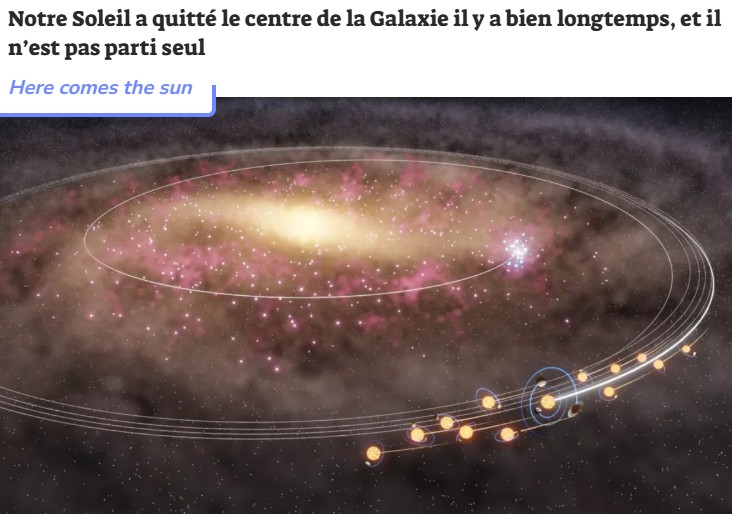 numerama - Notre Soleil a quitté le centre de la Galaxie il y a bien longtemps, et il n’est pas parti seul