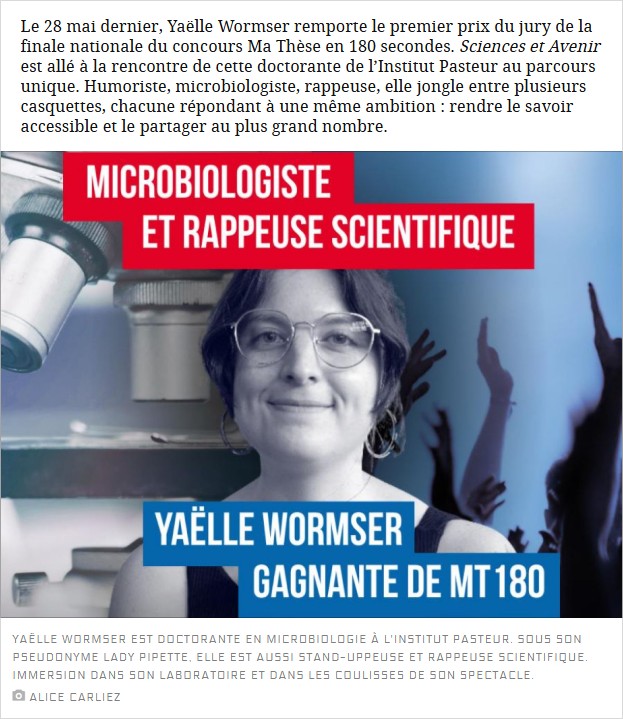 scienceetavenir - Lady Pipette : la gagnante de MT180 mène une double vie entre humour, rap et microbiologie