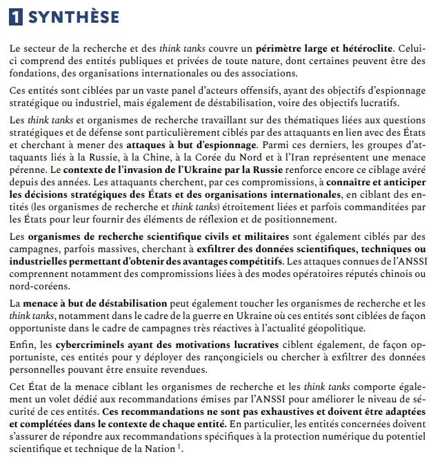 CNRS Lejournal - Objet: Organismes de recherche et think tanks - État de la menace informatique