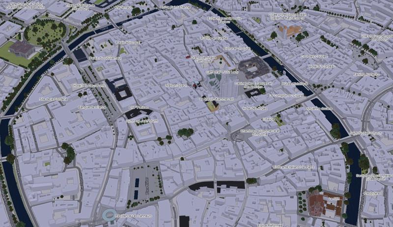 f4map - un Google Map avec les bâtiments rendus en 3D en plus