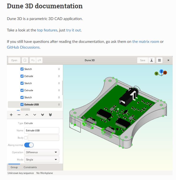 Logiciel de 3D opensource - Dune 3D is a parametric 3D CAD application