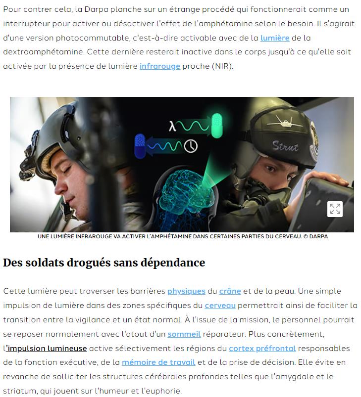 Le soldat du futur sera infatigable grâce à un mélange de drogues et de la lumière !