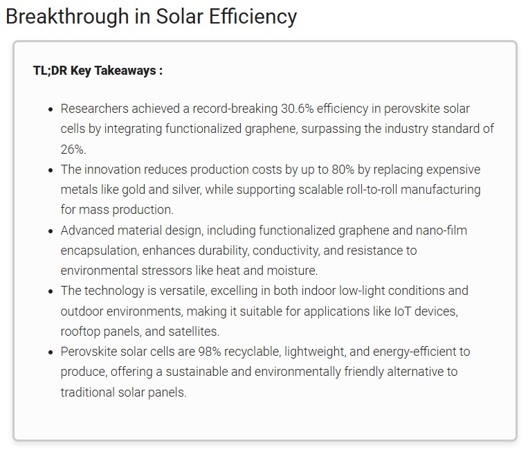 geeky-gadgets - Solar Power Breakthrough : Graphene Perovskite Hits 30.6% Efficiency