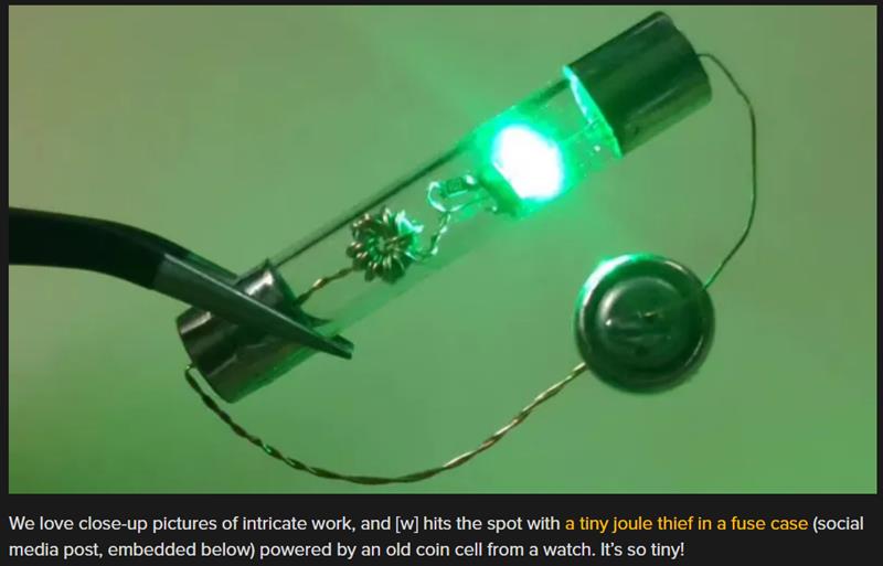 hackaday - Forget Ship In A Bottle, How About Joule Thief In A Fuse Tube?