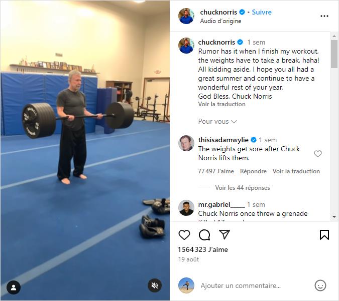 chucknorris - Rumor has it when I finish my workout...