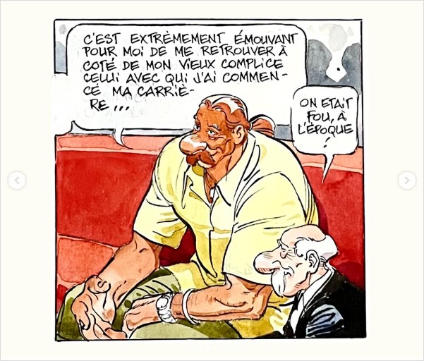 François Boucq - Obélix et Astérix sur le canapé rouge