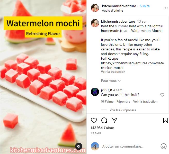 kitchenmisadventure - Watermelon Mochi