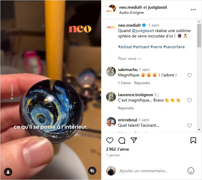 neo.mediafr et justglassit - Quand @justglassit réalise une sublime sphère de verre incrustée d’or