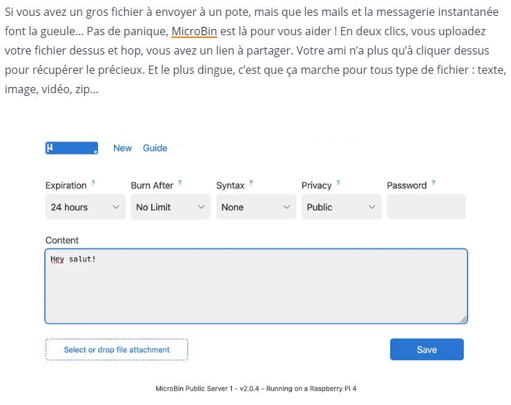 MicroBin – Le partage de fichiers simple et sécurisé
