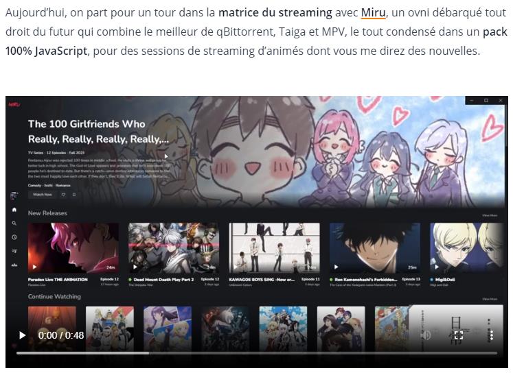 Miru – Pour mater vos animés préférés tout en douceur