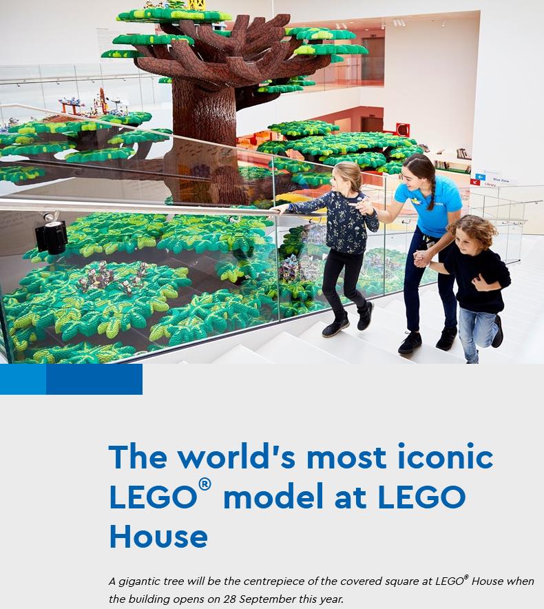 A gigantic tree will be the centrepiece of the covered square at LEGO® House when the building opens on 28 September this year.