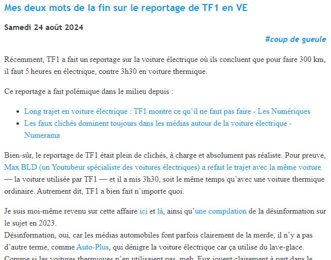 Mes deux mots de la fin sur le reportage de TF1 en VE