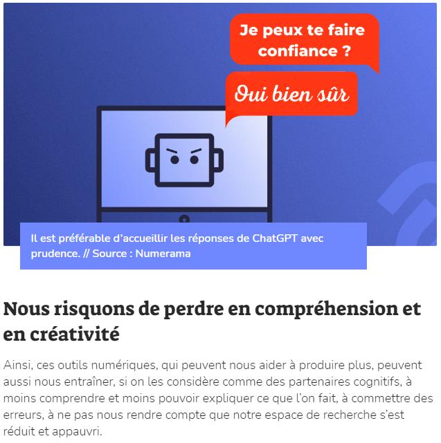 numerama - « ChatGPT m’a dit que… » : c’est une erreur de croire que l’on discute avec l’IA