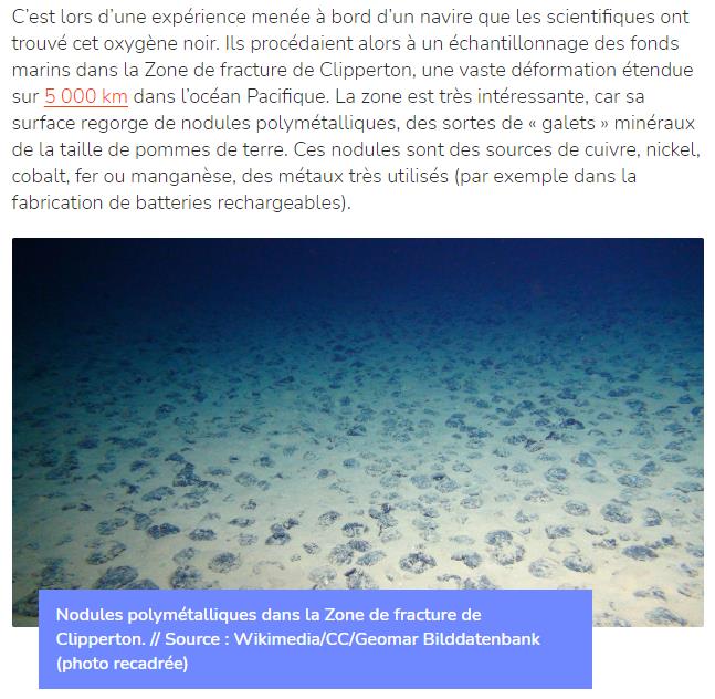 Loin de toute lumière, dans les abysses de l’océan Pacifique, se cache un « oxygène noir » (ou « sombre »). Les scientifiques qui l’ont découvert ont révélé de quelle façon étrange il est produit.