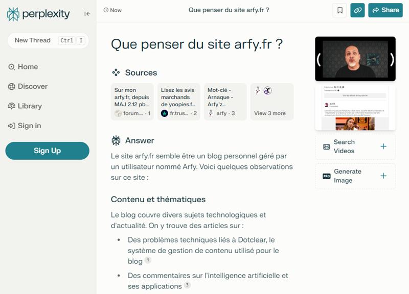 perplexity.ai - Un site de recherche alimenté par IA