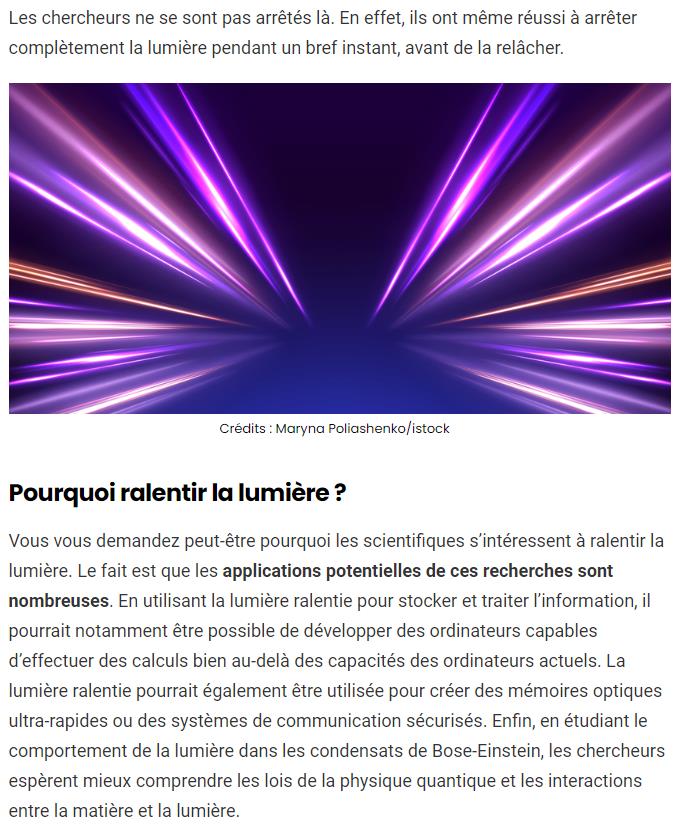 sciencepost - Des scientifiques ont ralenti la lumière à près de… 60 km/h (dans un condensat de Bose-Einstein)