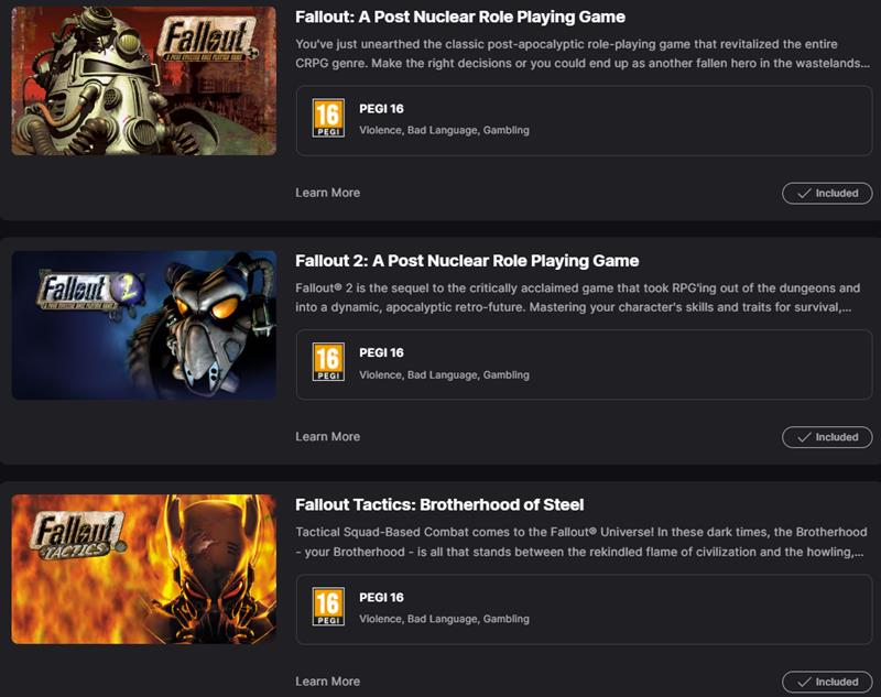 epicgames -  Fallout® Classic Collection - gratuit jusqu'au 05 septembre 2024 à 17:00