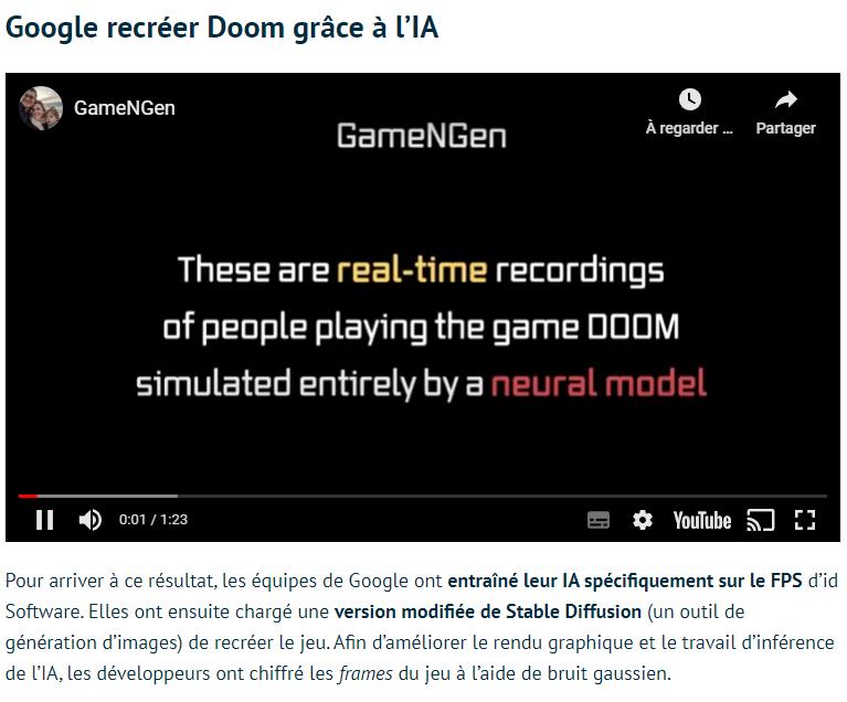 tomshardware - L’IA de Google recrée Doom en temps réel, un résultat bluffant mais à 20 FPS