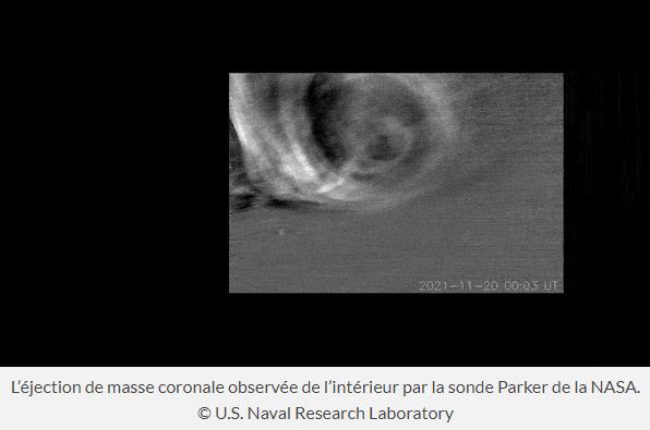 L’éjection de masse coronale observée de l’intérieur par la sonde Parker de la NASA. © U.S. Naval Research Laboratory