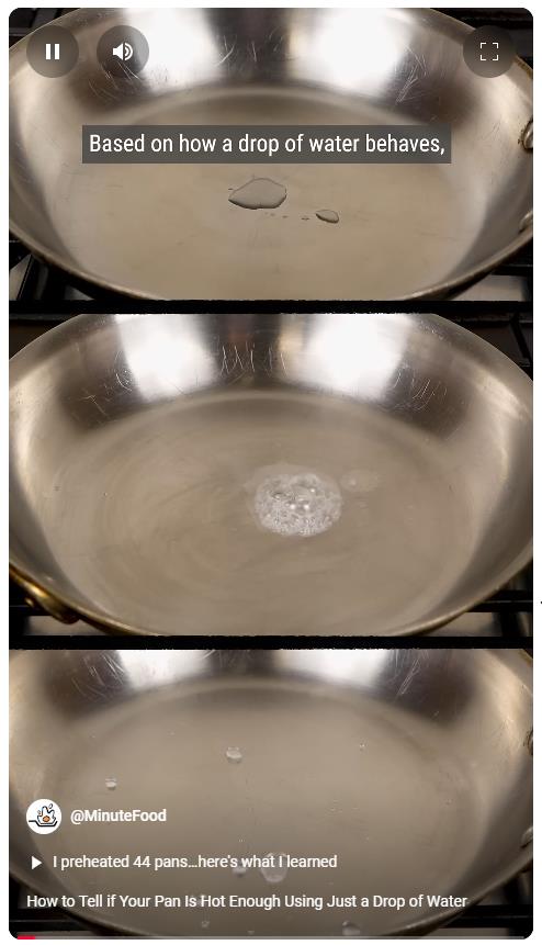 MinuteFood - How to Tell if Your Pan Is Hot Enough Using Just a Drop of Water